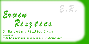 ervin risztics business card